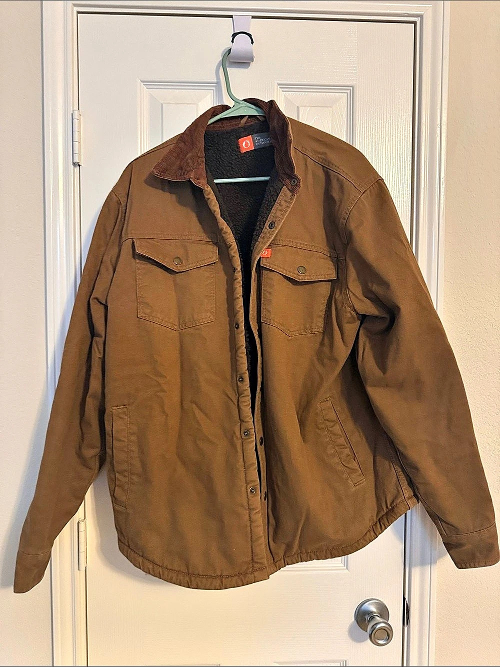 The American Outdoorsman Sherpa Lined Corduroy Collar Canvas Shirt Jacket Canvas